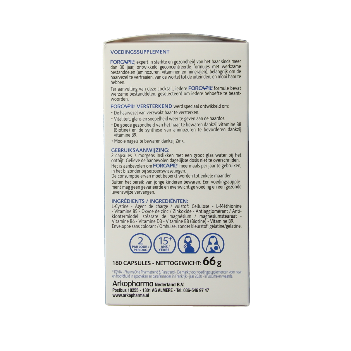 Forcapil Versterkende capsules voor haar en nagels 180 Capsules