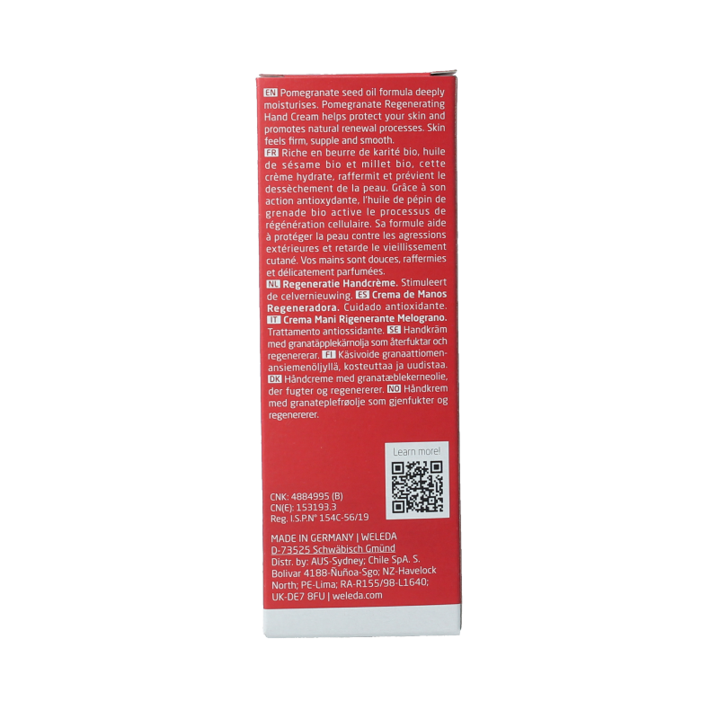 Weleda Granaatappel regenererende handcreme 50 Milliliter