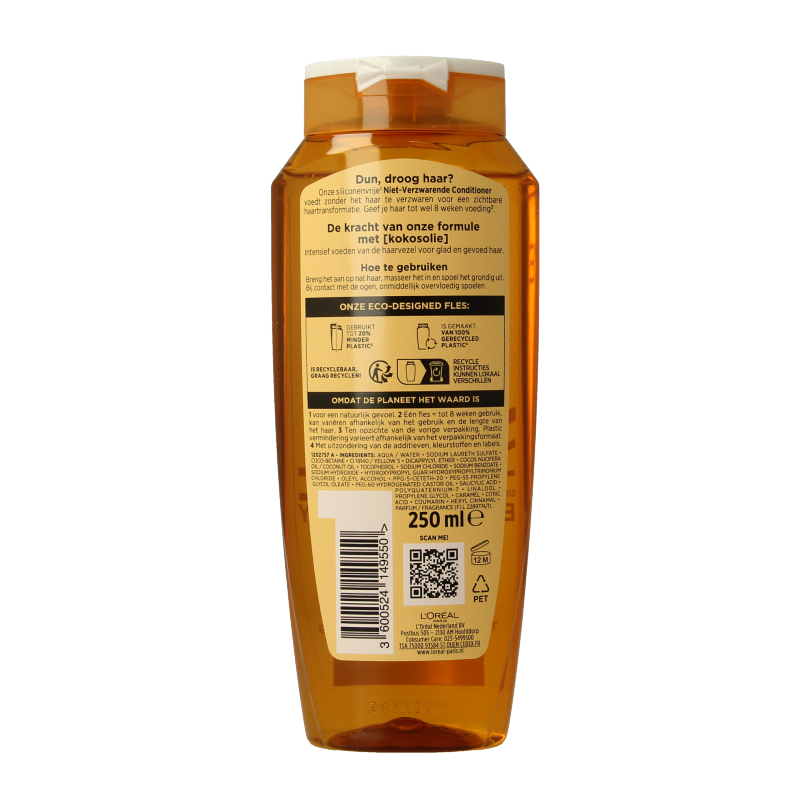 Elvive Shampoo fijne kokosolie 250 Milliliter