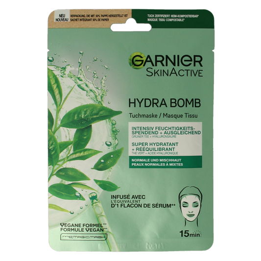 Garnier SkinActive tissuemasker hydra bomb groene thee  1 Stuks