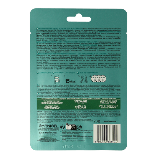 Garnier Skinact hydraterende bomb tissuemasker 1.00 Stuks