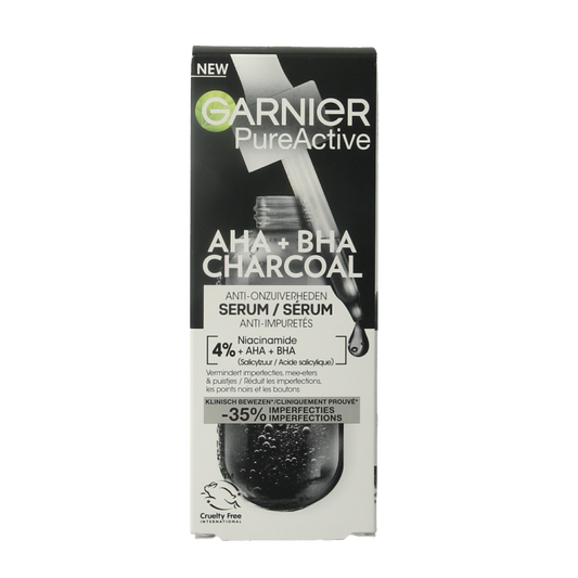 Garnier PureActive AHA + BHA charcoal serum 30 Milliliter