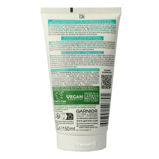Garnier SkinActive reinigingschuim hyaluronzuur aloe vera 150 Milligram