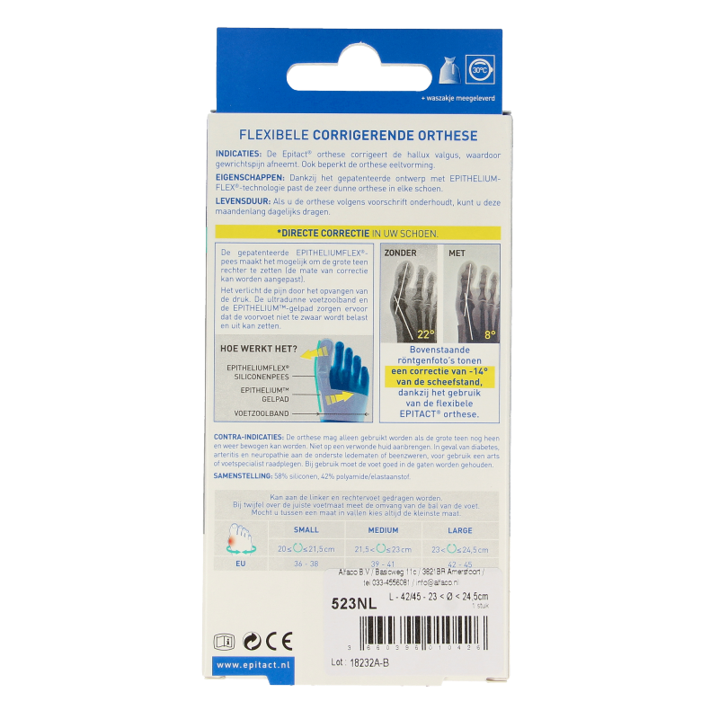 Epitact Hallux valgus corrigerende orthese maat 42/45 1 Stuks