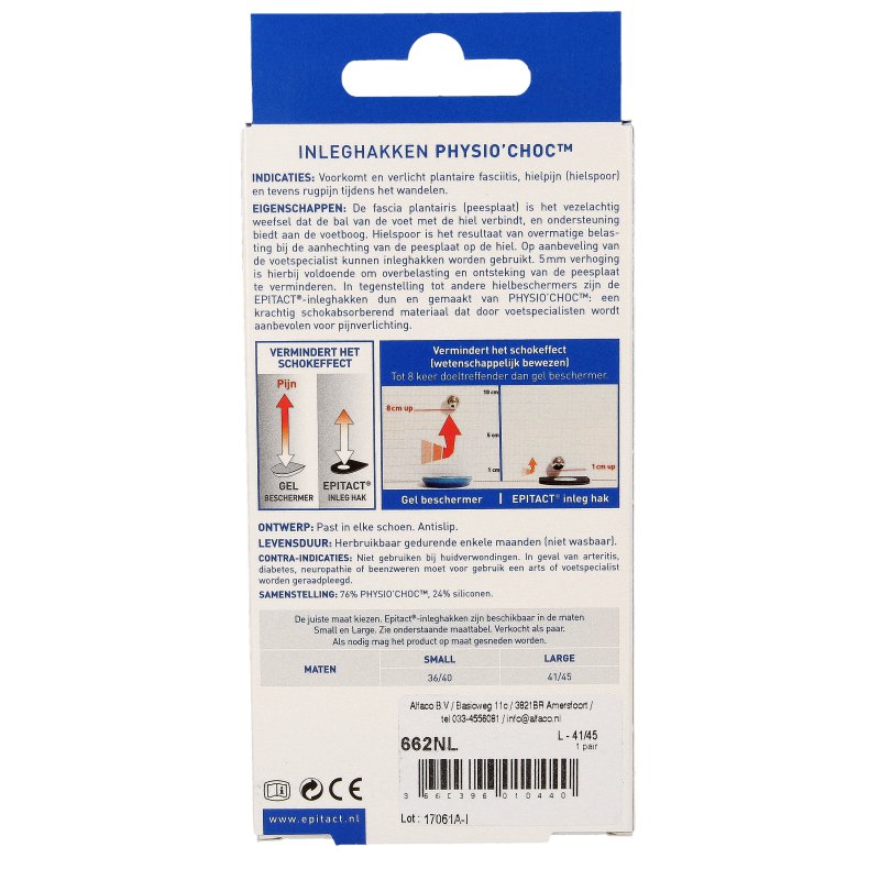 Epitact Hielspoor inleghakken met physio choc maat 41/45 2 Stuks