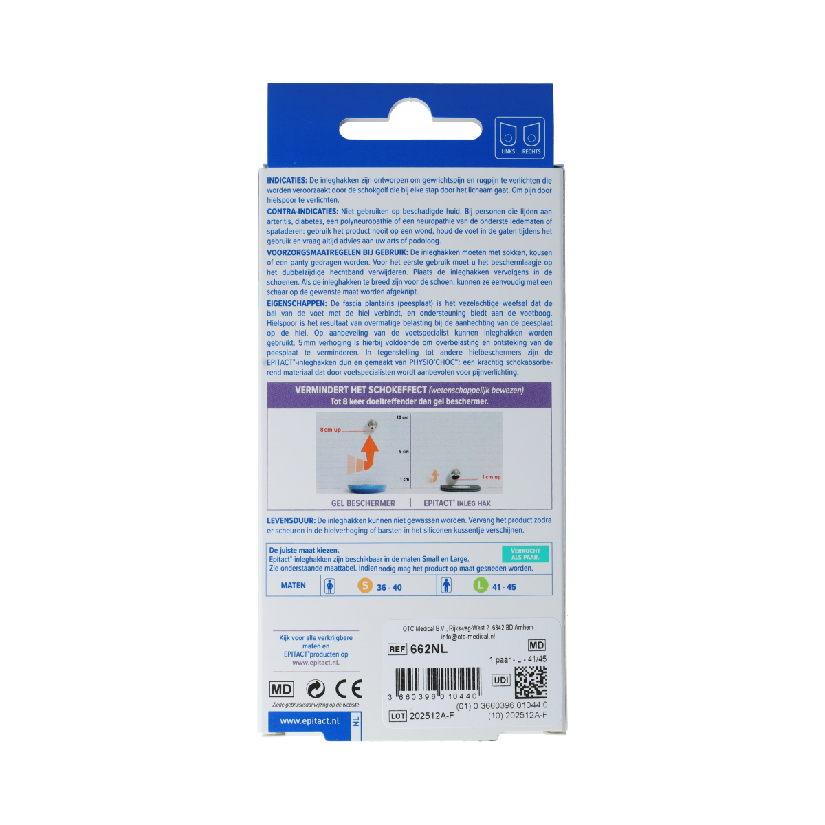 Epitact Hielspoor inleghakken met physio choc maat 41/45 2.00 Stuks