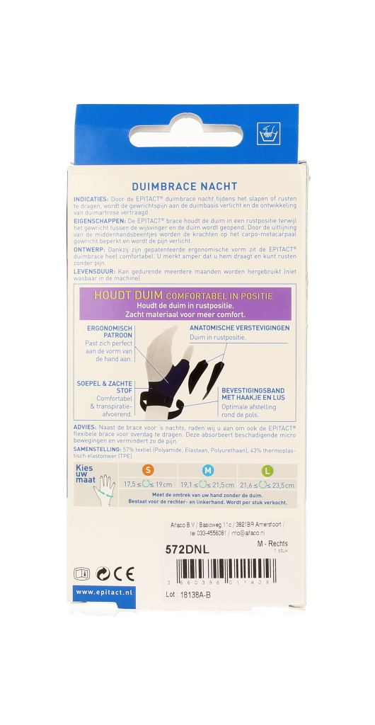 Epitact Duim orthese nacht rechts maat M 1.00 Stuks