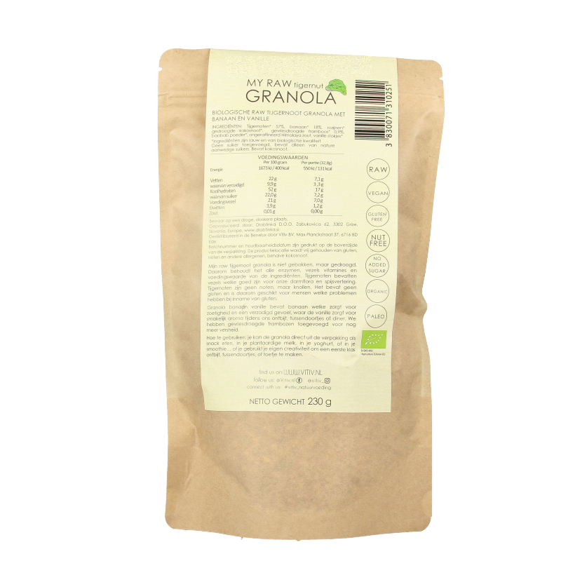 Vitiv Tijgernoot granola banaan vanille bio 230 Gram