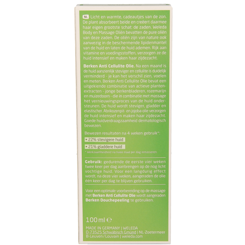 Weleda Berken anti cellulite olie 100 Milliliter
