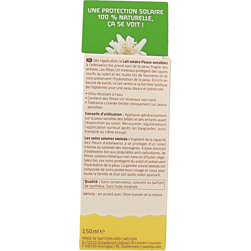 Weleda Edelweiss zonnelotion gevoelige huid SPF30 150 Milliliter