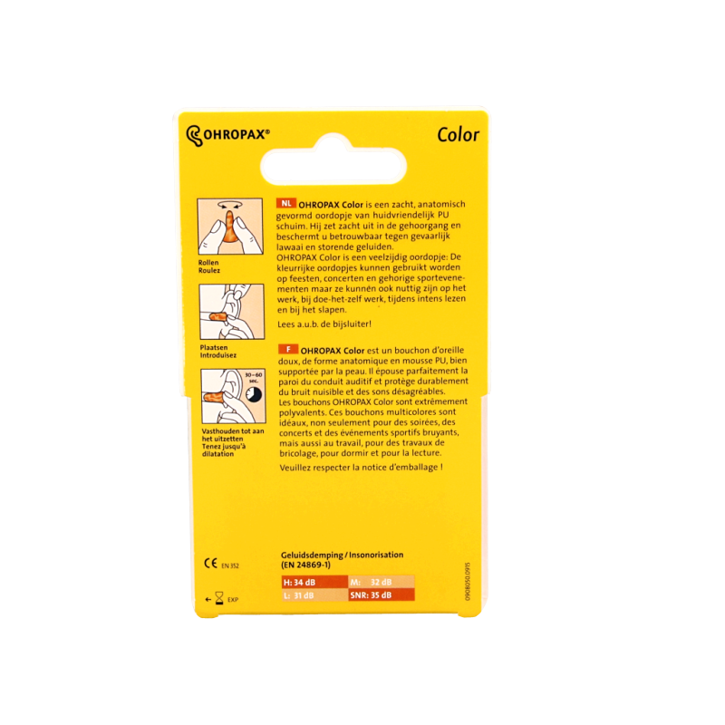 Ohropax Oordopjes geluiddempend color 8 Stuks