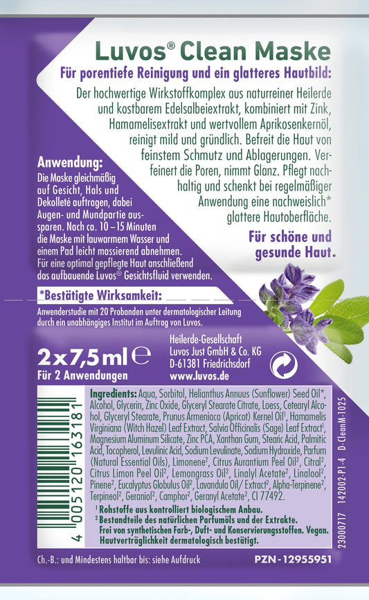Luvos Crememasker clean 7.5ml 2.00 Stuks