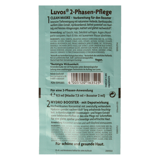 Luvos Crememasker hydro booster 2 fasen bio 9.50 Milliliter