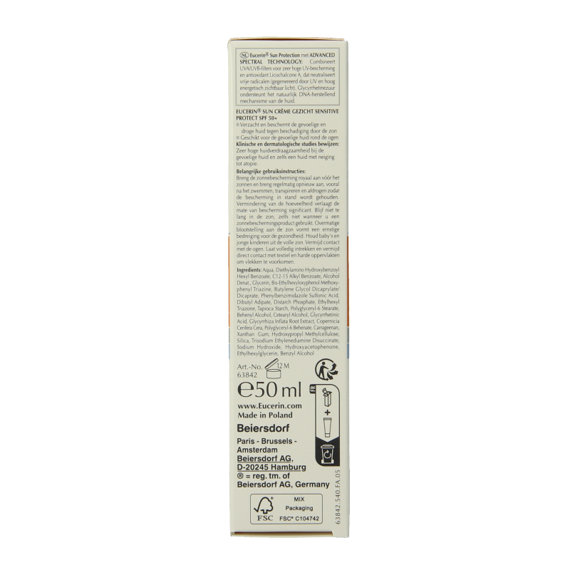 Eucerin Sun sensitive protect creme SPF50+ 50 Milliliter