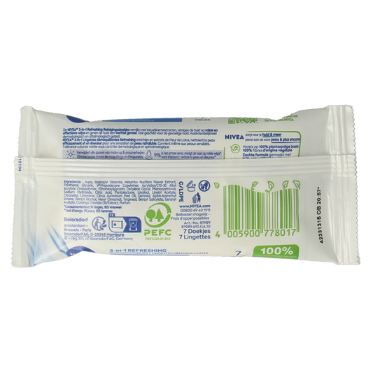 Nivea 3-in-1 Verfrissende doekjes mini 7.00 Stuks