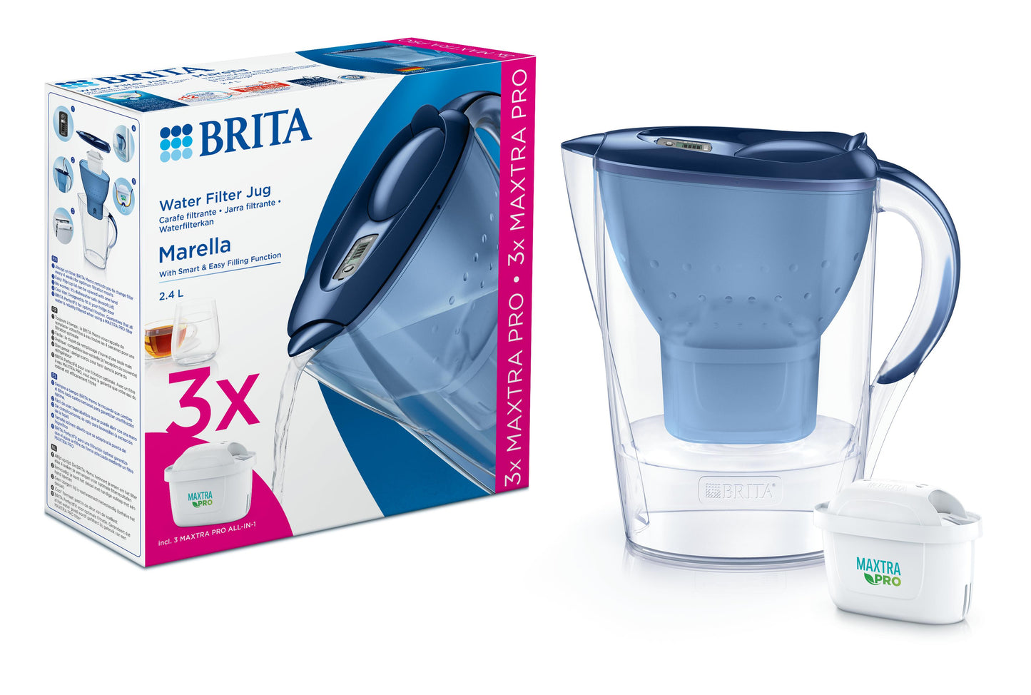 Brita Marella cool blue + 3 maxtra pro all-in-1 1 Set
