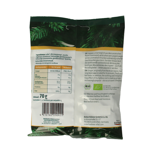 Hubner Gember bonbons bio 70 Gram