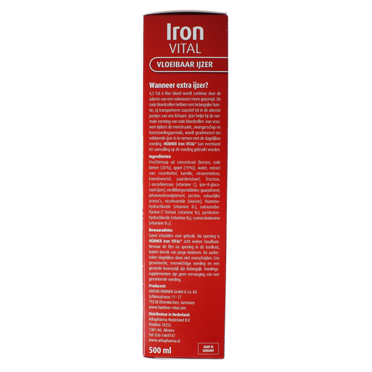 Hubner Iron vital vloeibaar ijzer XL 500.00 Milliliter