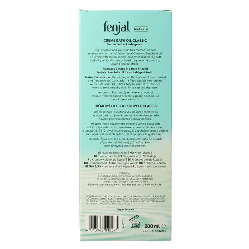 Fenjal Badolie classic 200 Milliliter