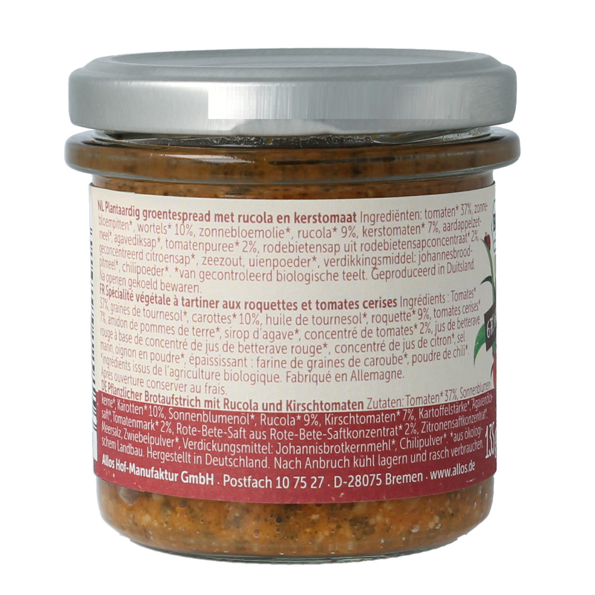 Allos Farm vegetables rucola & kerstomaat bio 135.00 Gram