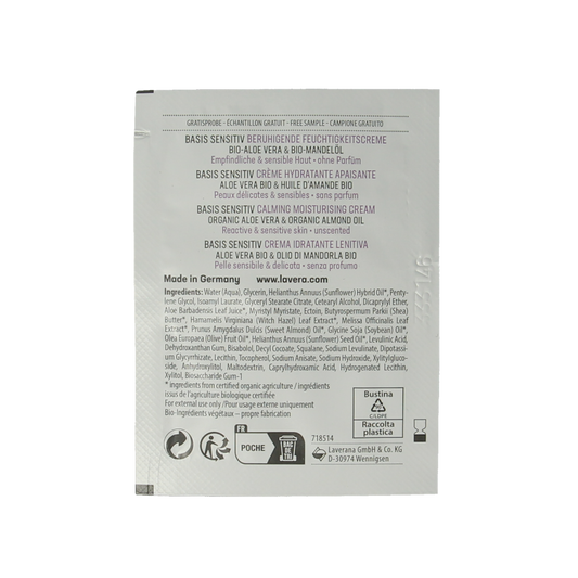 Lavera Sample basis sensitive moisturizing cream bio 100.00 Stuks
