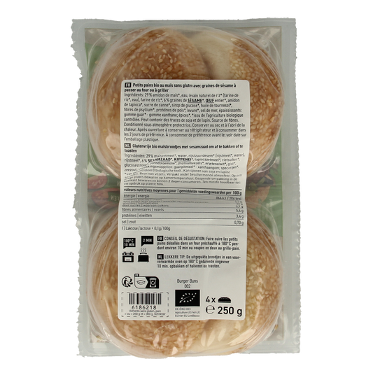 Schnitzer Hamburger broodjes glutenvrij bio 250 Gram