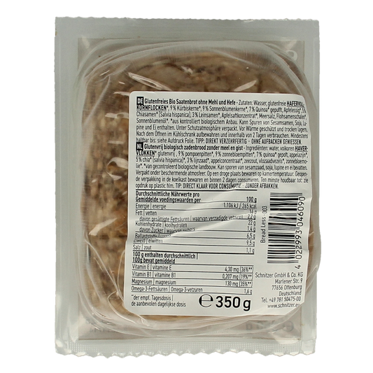 Schnitzer Breadless brood glutenvrij bio 350.00 Gram