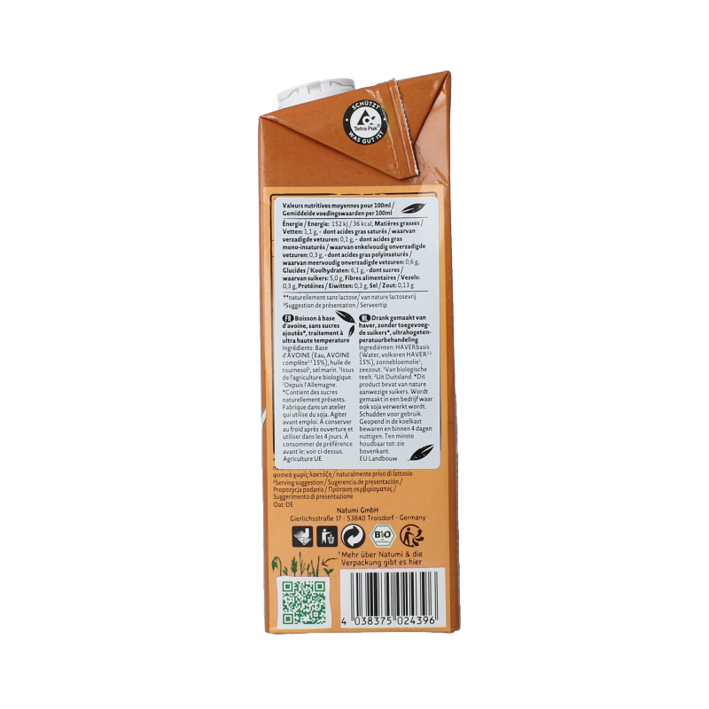 Natumi Haverdrink natural bio 1 Liter