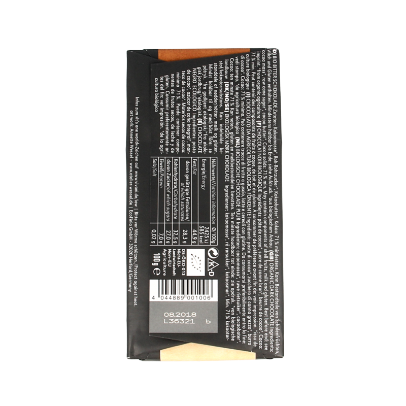 Vivani Chocolade puur delicaat 71% bio 100 Gram