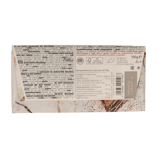 Vivani Chocolade wit met rice crispies bio 100 Gram