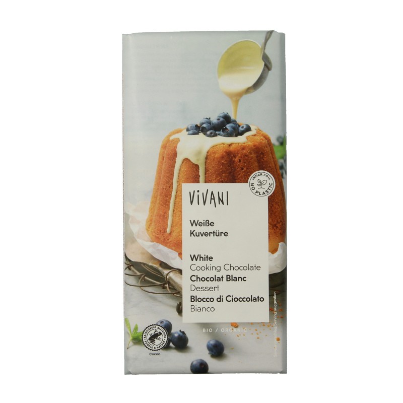 Vivani Couverture smeltchocolade wit bio 200 Gram
