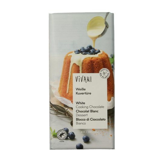 Vivani Couverture smeltchocolade wit bio 200 Gram