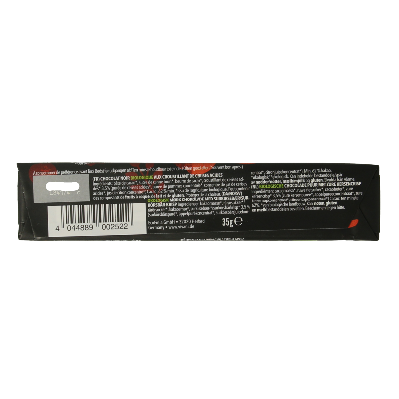 Vivani Chocolate To Go black cherry vegan bio 35 Gram
