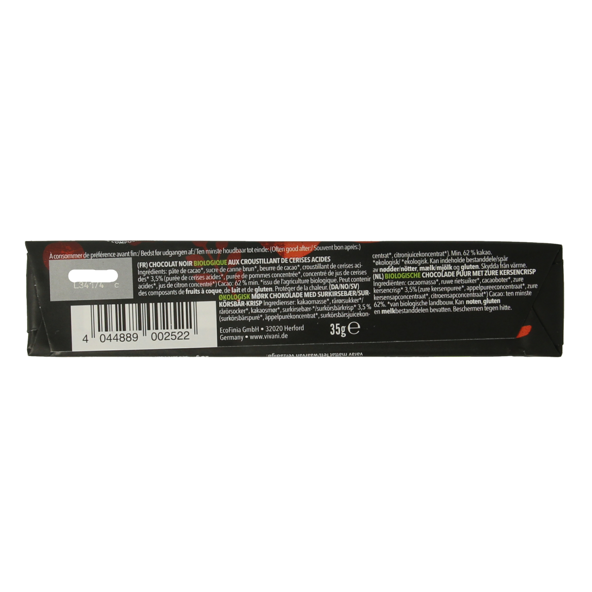 Vivani Chocolate To Go black cherry vegan bio 35.00 Gram