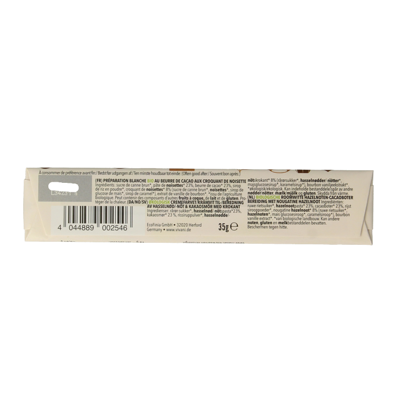 Vivani Chocolate To Go white nougat crisp vegan bio 35 Gram