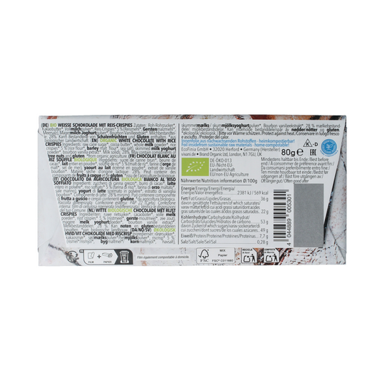 Vivani Chocolade wit rice crispies bio 80 Gram