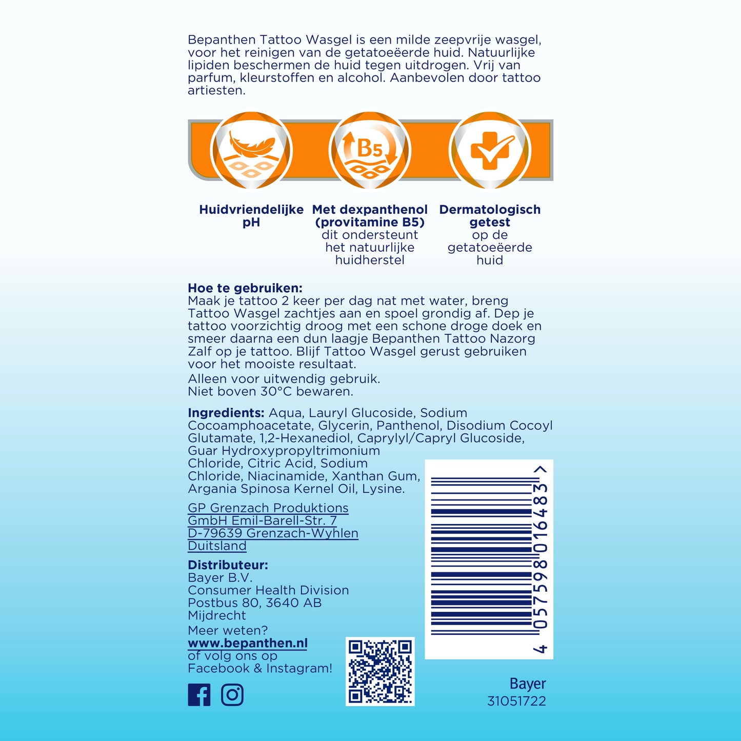 Bepanthen Tattoo wasgel 200 Milliliter