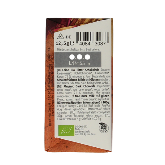 Vivani Chocolade minibars puur 71% bio 12.5 Gram