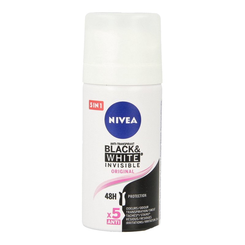 Nivea Deodorant spray black & white invisible  mini 35 Milliliter