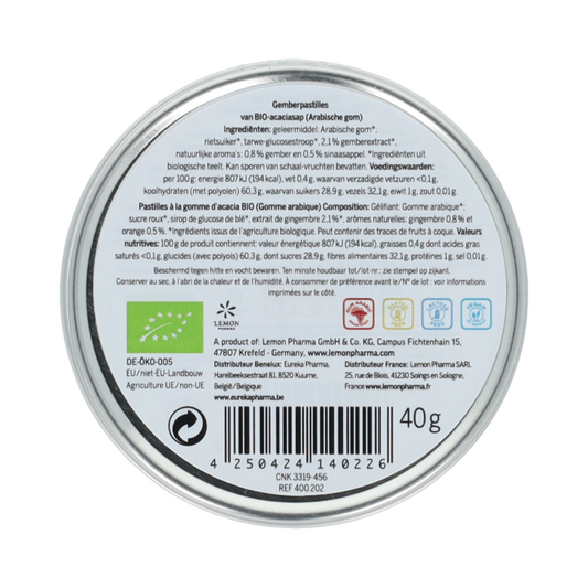 Lemon Pharma Ginjer original gember pastilles sinaasappel bio 40.00 Gram