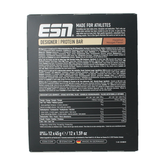 ESN Hazelnut nougat bar 45g 12 Stuks
