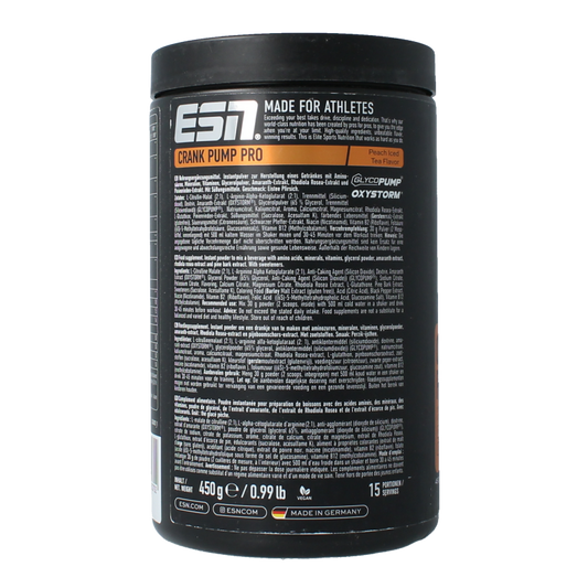 ESN Crank pump pro peach iced tea 450 Gram
