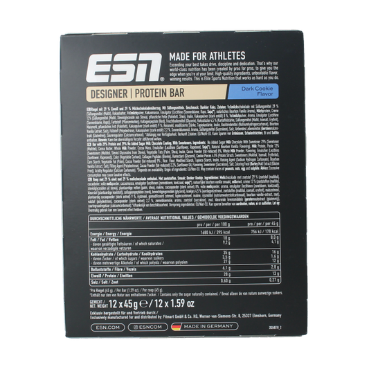ESN Dark cookie bar 45g 12 Stuks