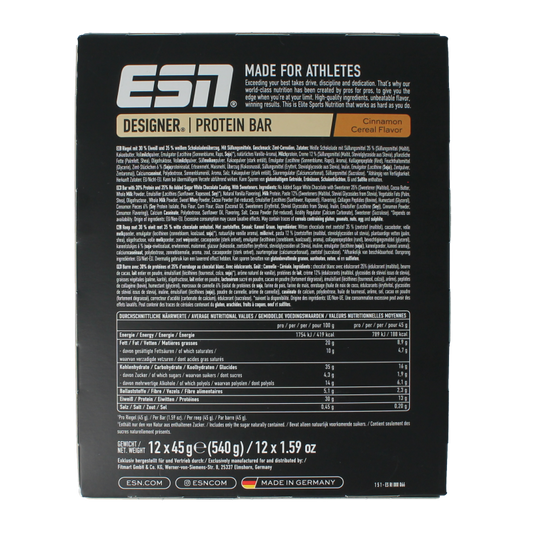 ESN Cinnamon cereal bar 45g 12 Stuks