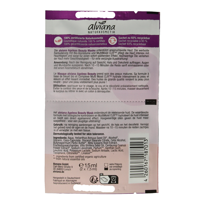 Alviana Ageless beauty mask 2 x 7.5 ml 15 Milliliter