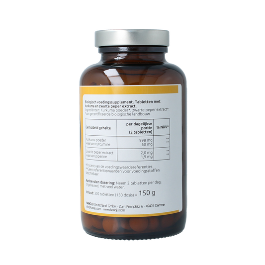 Hanoju Kurkumapoeder + piperine 500mg bio 300.00 Tabletten