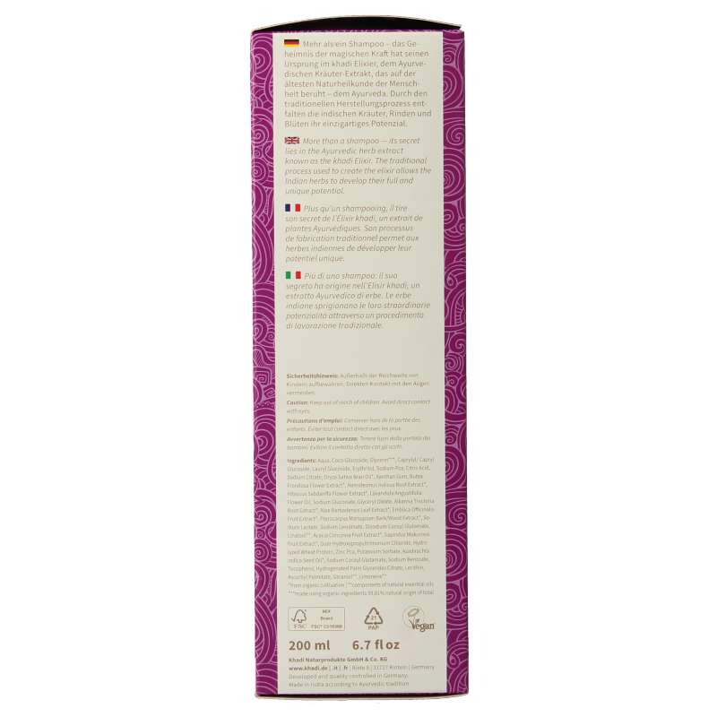 Khadi Shampoo elixer lavender sensitive 200 Milliliter
