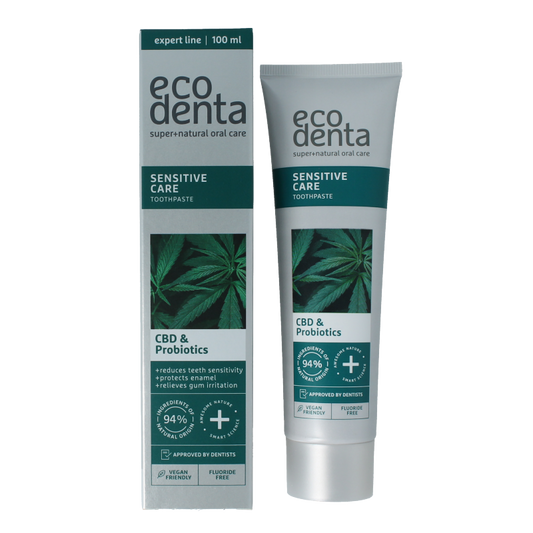 Ecodenta Tandpasta sensitive CBD probiotica expert line 100 Milliliter