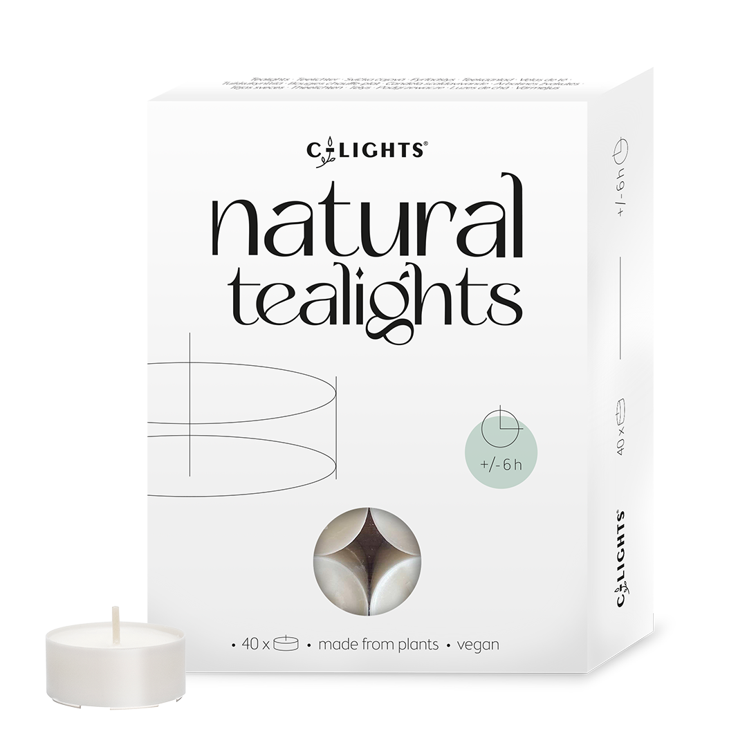 C-lights Natuurlijke theelichtjes 6 branduren 40 Stuks
