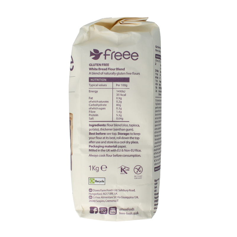 Doves Farm Glutenvrij broodmix wit bio 1 Kilogram